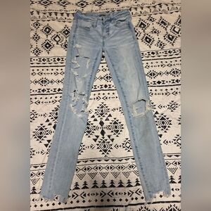American Eagle Outfitters Light Blue Ripped Skinny Jeans